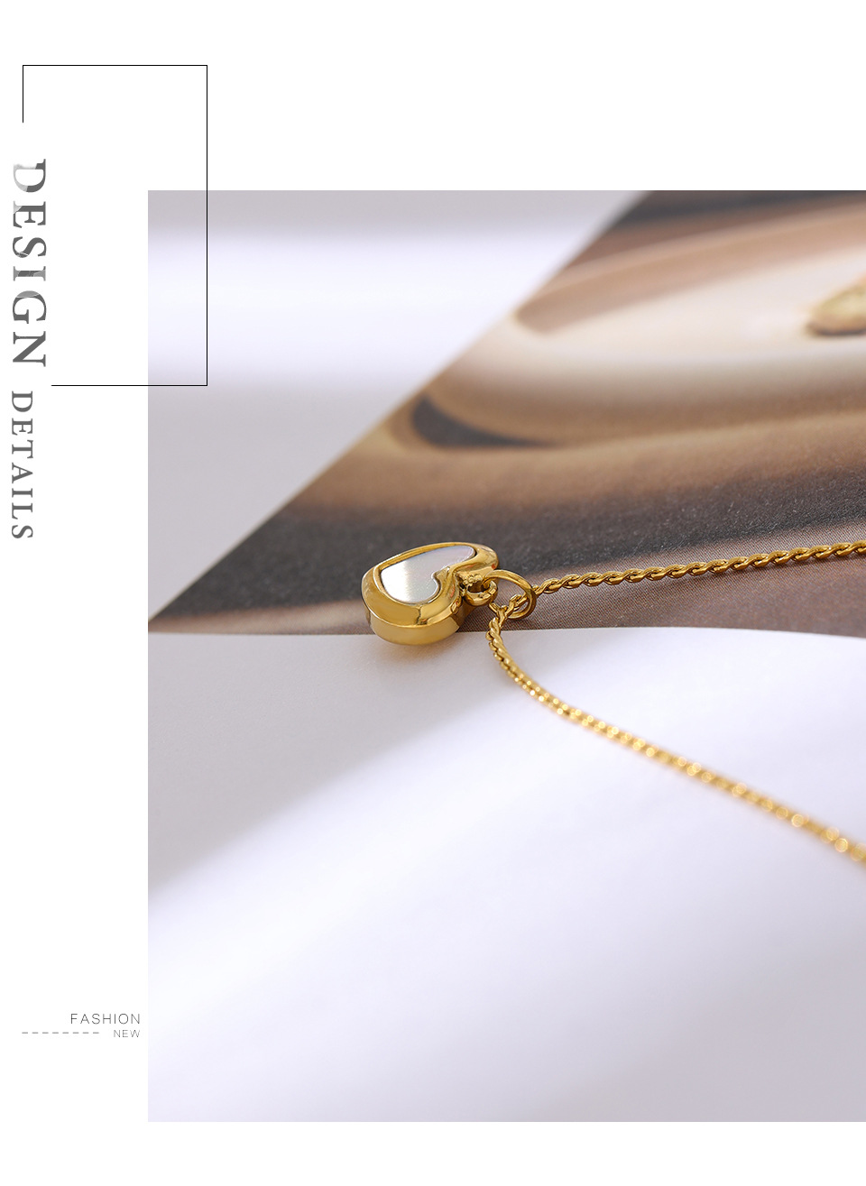 18K Gold Plating Color Daily, Shopping Occasion Wholesale Jewelry Sweet Heart Shape 304 Stainless Steel Acrylic 18K Gold Plated Inlay Stainless Steel Jewelry Sets