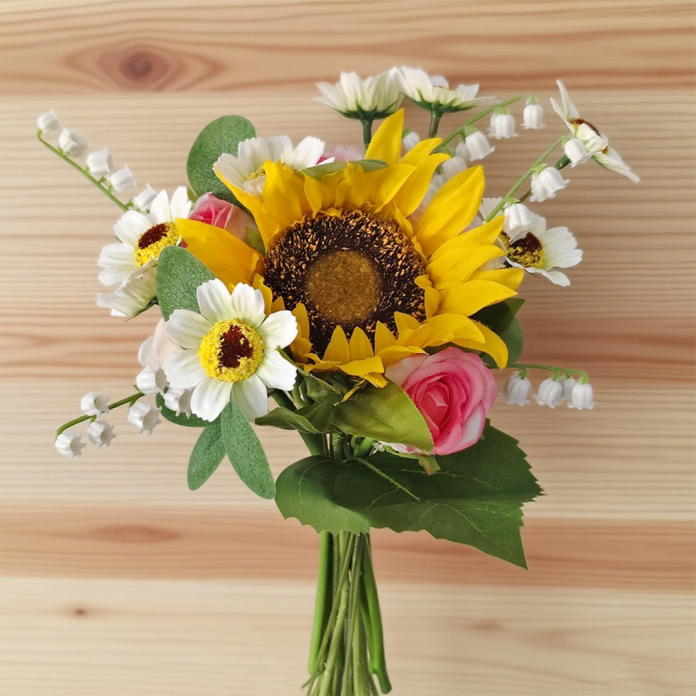 Flor de girasol flor de plástico fresco flores falsas flores secas ramo floral sala de estar decoración floral de seda de mesa