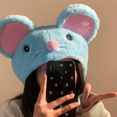 秋と冬の新しいかわいいライスブルーマウス耳人形帽子女の子の写真撮影ぬいぐるみガールハート漫画ヘッドギア甘い