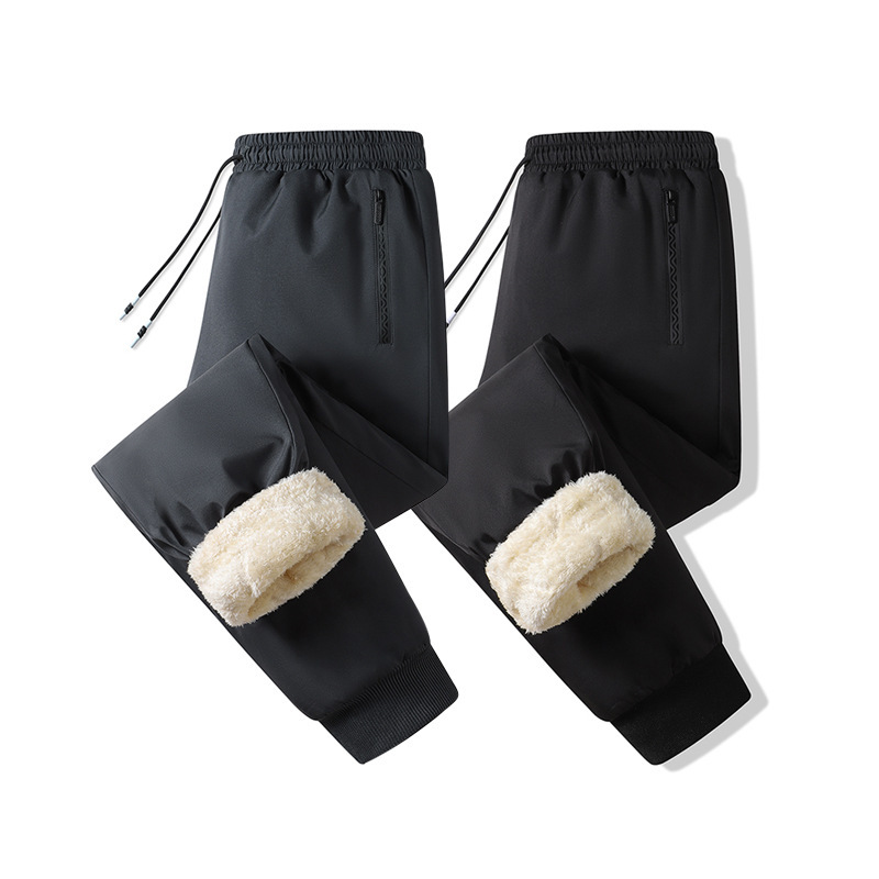 Pantalones de algodón de lana de cordero de invierno para hombres con pantalones de algodón gruesos y sueltos a prueba de viento del noreste.