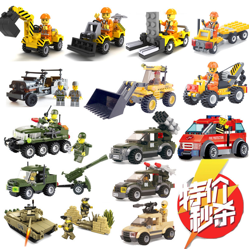 Special clearance military chariot building blocks toy bulldozer tank wholesale stall boys and girls gift toys