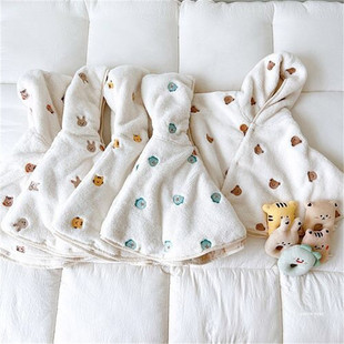 South Korea Ins Winter Baby Cute Cartoon Hooded Cloak Blanket Baby Going Out Windproof Warm Shawl