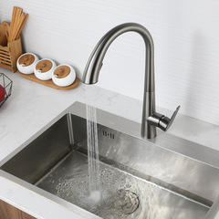 304 stainless steel gun grey pull-out kitchen faucet cold and hot water washing basin sink faucet with rotatable and extensible function