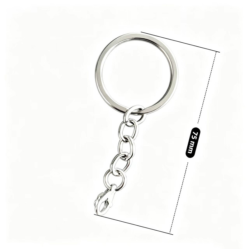 30mm llavero colgando cuatro cadenas de langosta botón anillo plano con cuatro cadenas de frijoles colgantes accesorios accesorios llavero