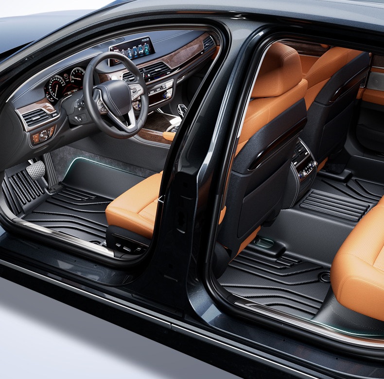 Full-coverage TPE car floor mats for the driver's seat are suitable for BMW X3/X1/X5, 3 Series, and 5 Series, as well as the passenger and rear seats