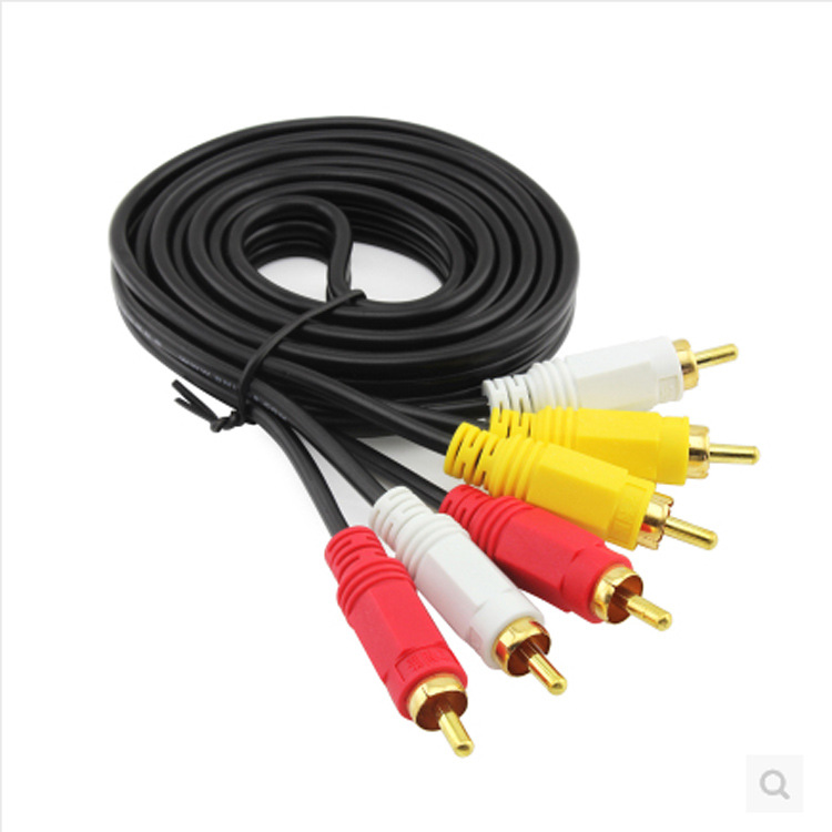 三对三音频线3.5mm转莲花三对三电脑音箱连接线AV线家用办公电脑