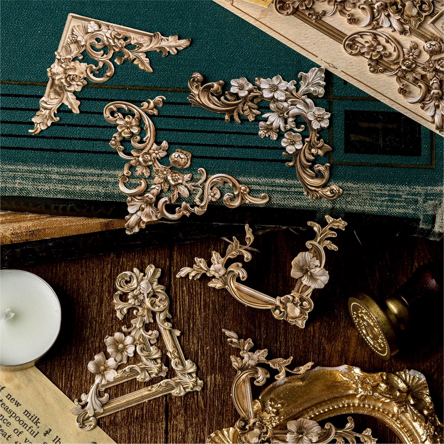 Mo Mo полые рельефные угловые наклейки классические годы серии ретро европейский материал ручной счет Gumei декоративный коллаж