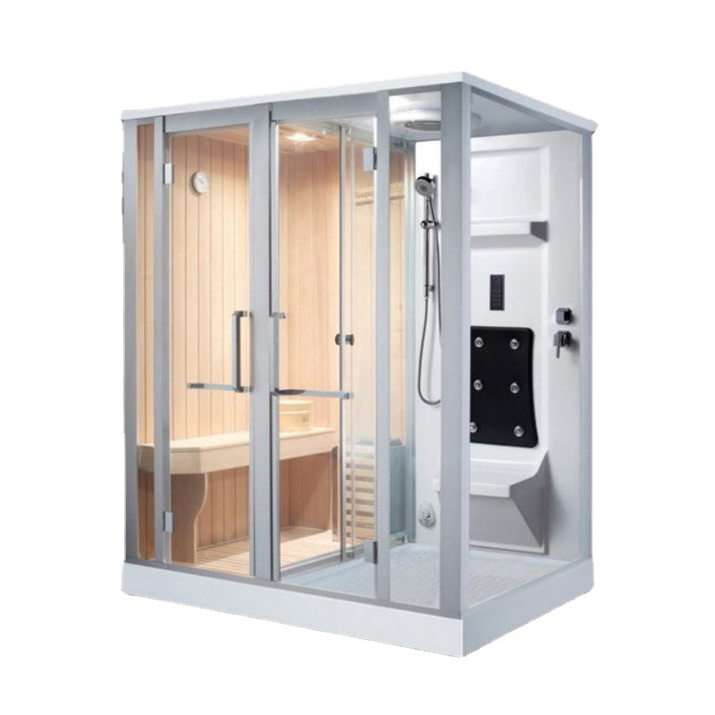 Fábrica directa de madera de pino blanco hetox sala de ondas de luz sala de sauna baño independiente sala de ducha de doble uso