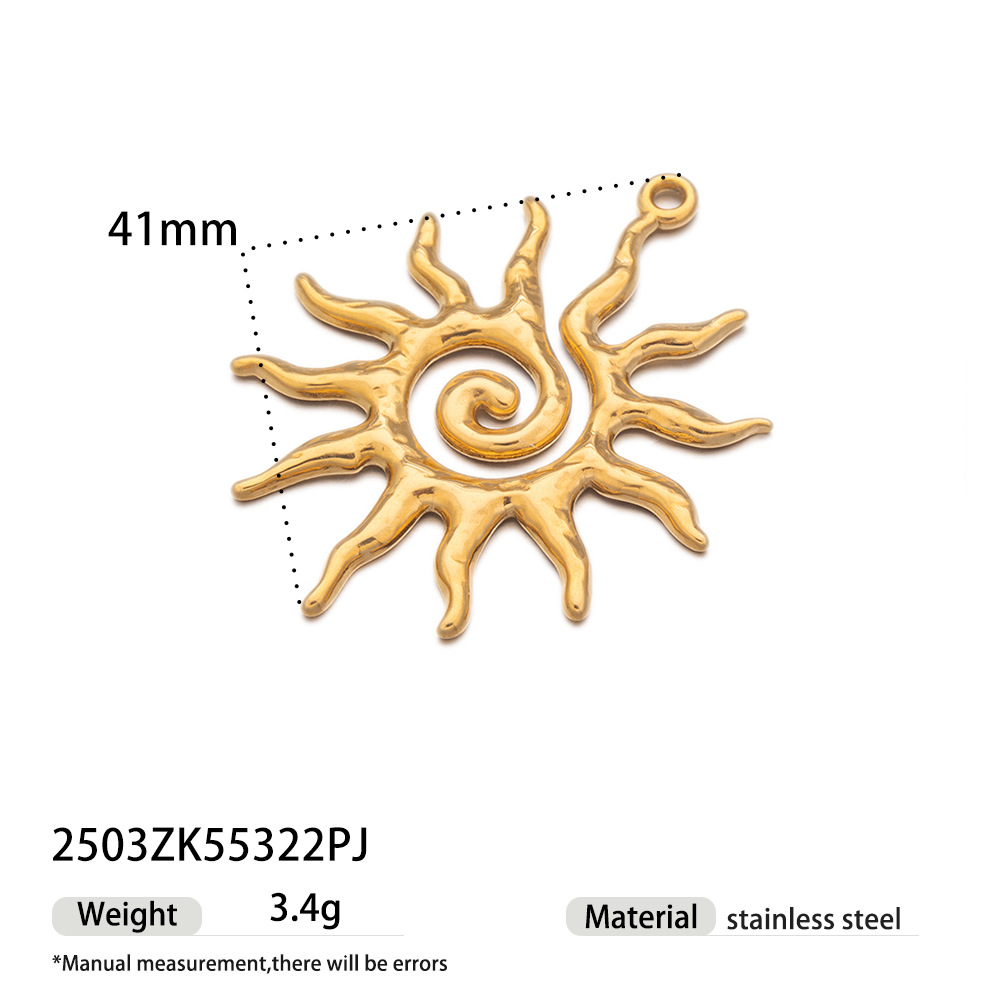 Simple Style Style 1 Piece Titanium Steel PVD Coated Real Gold Plated Sun Bow Knot Fish Polished Pendant Charms