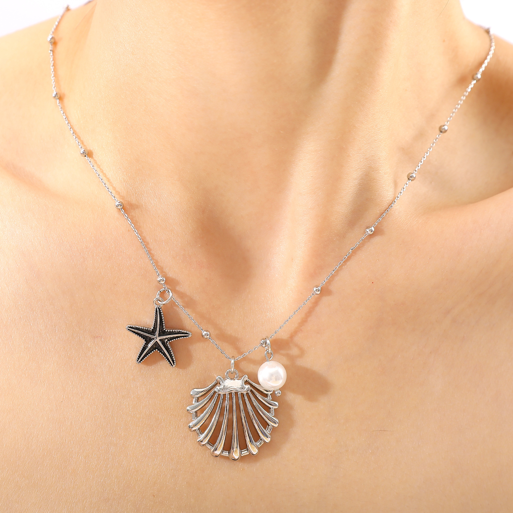 Starfish Shell Beach Copper Pendant Necklace Plating Lobster Trigger Clasp Closure display picture 3
