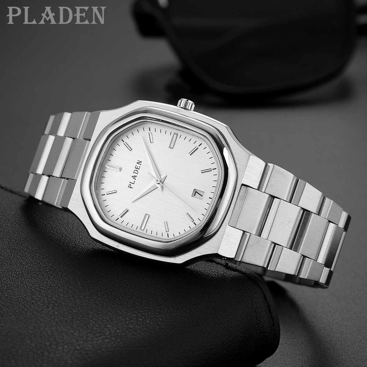 PLADEN Square High Sense Watch Men's Brand genuine goods Men's Watch Fashion Trend Stainless Steel Business Men's Watch