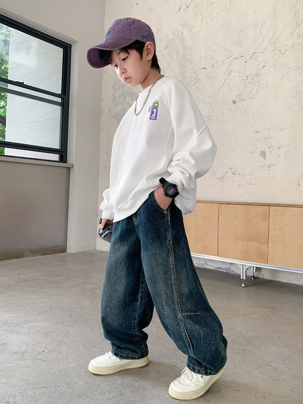 男童裤子春秋儿童秋装宽松牛仔裤2025新款中大童男孩休闲裤青少年|undefined