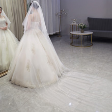 2021新娘婚纱头纱3米长款拖尾双层简约素纱超仙森系旅游拍照道具