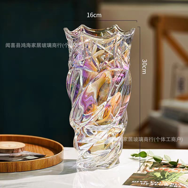 ヨーロッパのインターネットセレブの厚みのある軽い高級クリスタルガラスの花瓶、水で育てた花、フラワーアレンジメント、バラ、ユリ、リビングルームのテーブル装飾|undefined