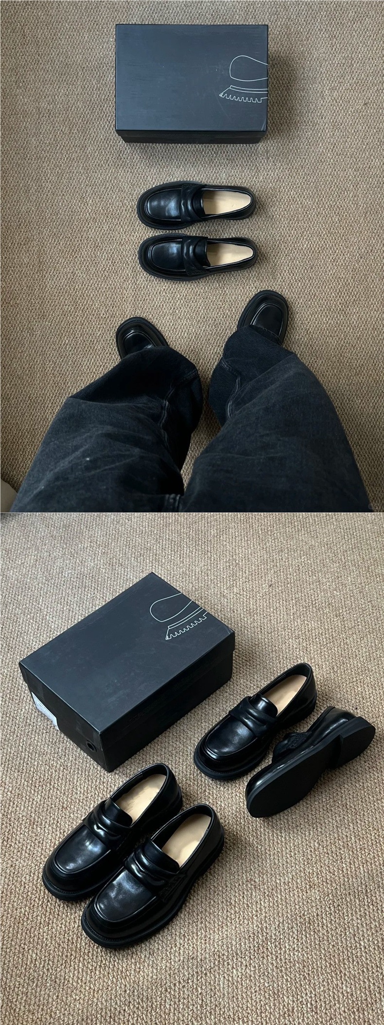 Mocassins à bout carré ShoeVault pour hommes, chaussures derby tendance et respirantes pour l'été, semelle épaisse rétro rehaussante_voghion.com