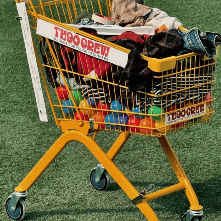 粉色超市购物车家用买菜手推车商场便利店双层手推车网红拍照推车