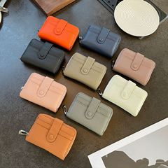 RFID first layer cowhide organ multi-card slot card holder women's card holder zipper coin purse genuine leather ID card holder short
