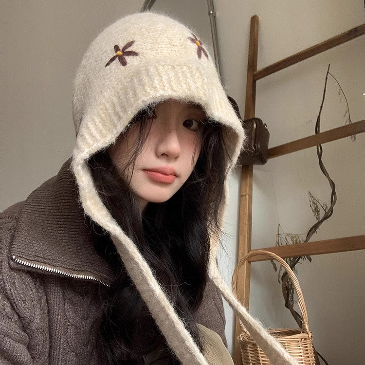 秋冬季巴拉克拉法帽女韩版新款大头围显脸小加厚针织毛线帽护耳帽|undefined