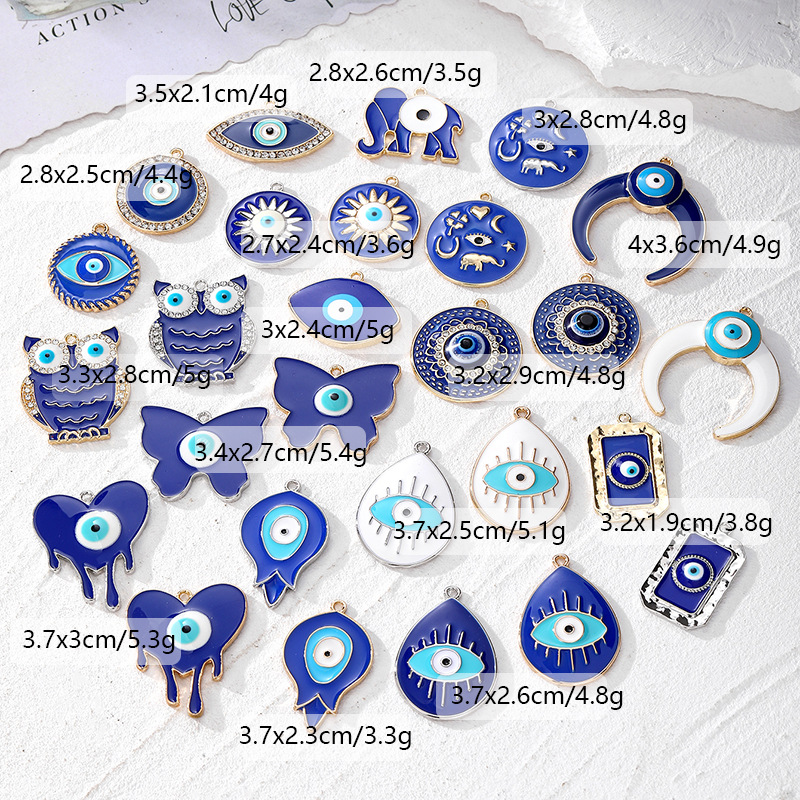 24g Weight 10 PCS/Package 19 * 24mm Alloy Devil's Eye Polished Pendant DIY Jewelry Accessories