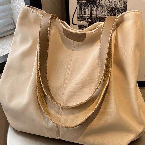 Casual Large Capacity Bag Women's Summer Fashion Shoulder Bag Simple All-match Canvas Tote Bag College Students' School Bag