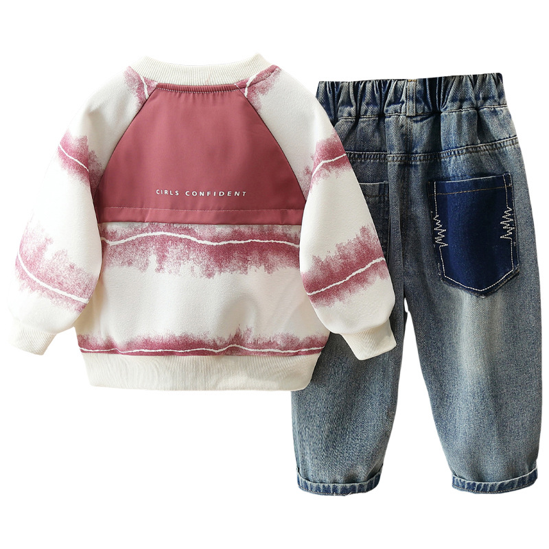 7611 traje de primavera para niños 2025 nuevo suéter de primavera y otoño para niños guapos de dos piezas para niños