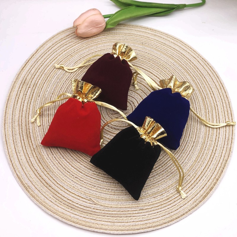 珠宝首饰袋锦囊袋绒布金边收纳文玩袋 抽绳束口袋 礼品包装袋子