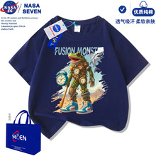 NASA美国外山海经衣服儿童夏季融合怪合体蛙纯棉T恤短袖男童上衣