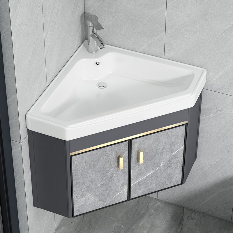 Space Aluminum Triangle Bathroom Cabinet Wash Basin Combination Bathroom Corner Wash Basin Small Apartment Wall-Mounted Wash Basin