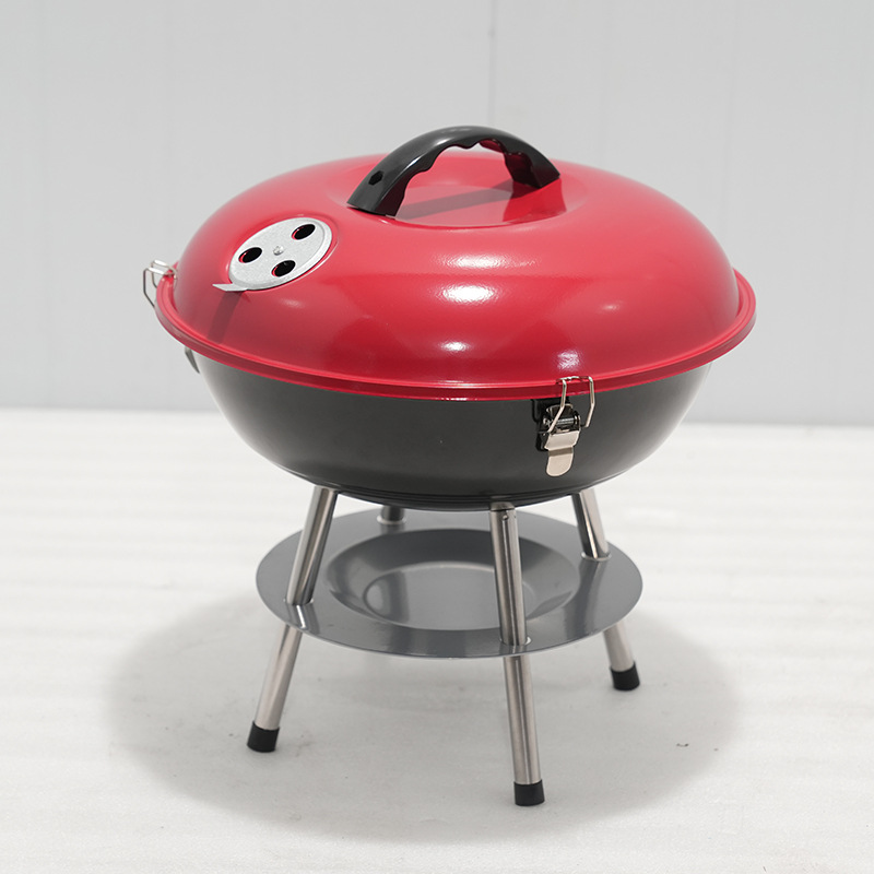Cross-border grueso cuatro patas pequeña parrilla portátil de carbón horno de manzana al aire libre camping parrilla parrilla redonda