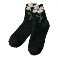 Коралловые флисовые осенне-зимние носки-трубки на флисовой подкладке домашние носки для сна Свободные меховые носки ins цветочный тренд корейские женщины