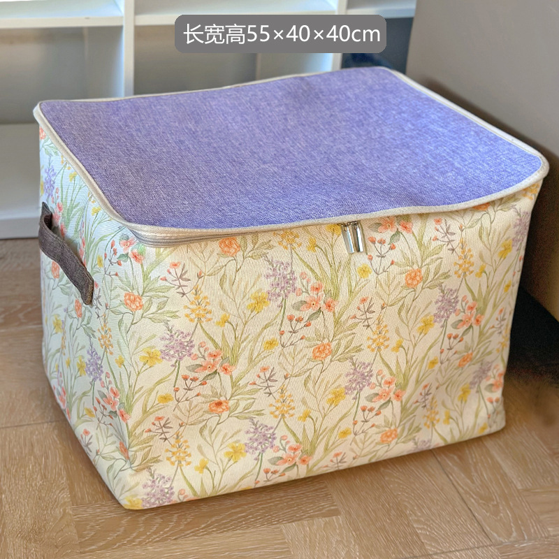 花柄生地家庭用ジッパー防塵収納バスケットワードローブ衣類収納ボックス洗える折りたたみジッパーバッグ寮