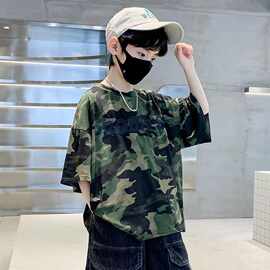 男童夏装套装2025新款中大童迷彩绿色短袖儿童夏款军训服中小童