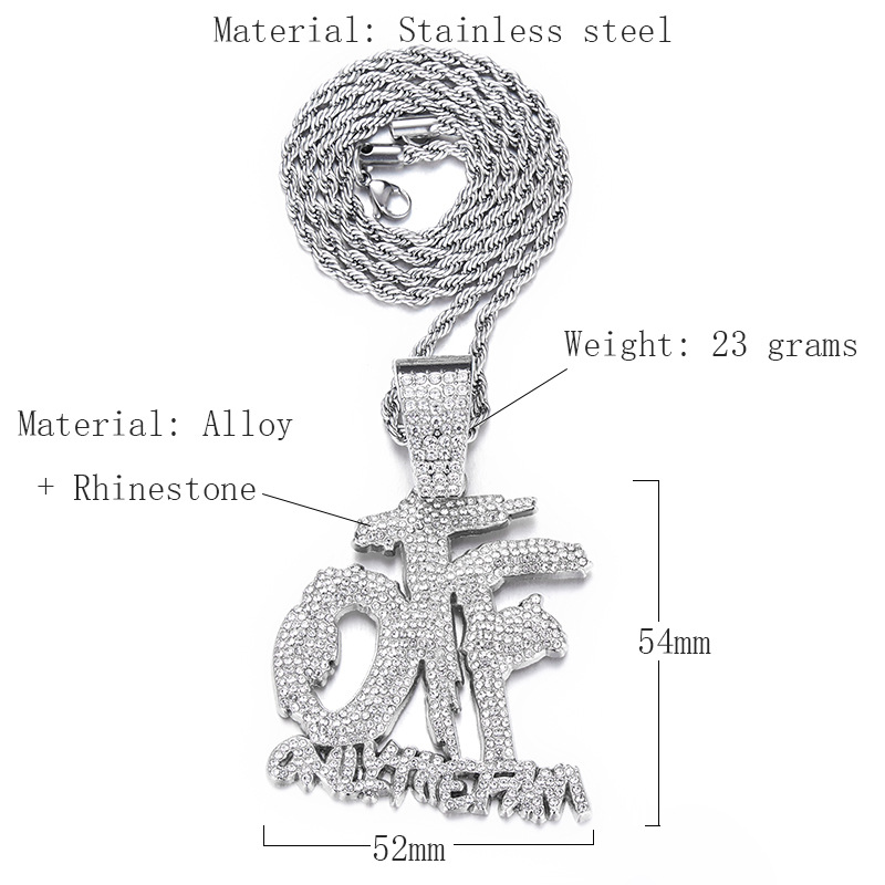 Hip-Hop Letter Alloy Rhinestone Plating Menu0027S Pendant Necklace 1 Piece