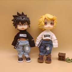 Baby clothes set with holes, ob11 pattern, ymy design, 12 points, BJD compatible, GSC style, Molly crop top, ripped pants, baby top