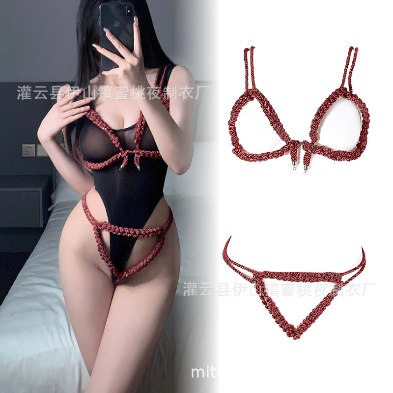 情趣内衣成人绳衣文胸内裤套装可调节胸带裤子另类道具舞台服装