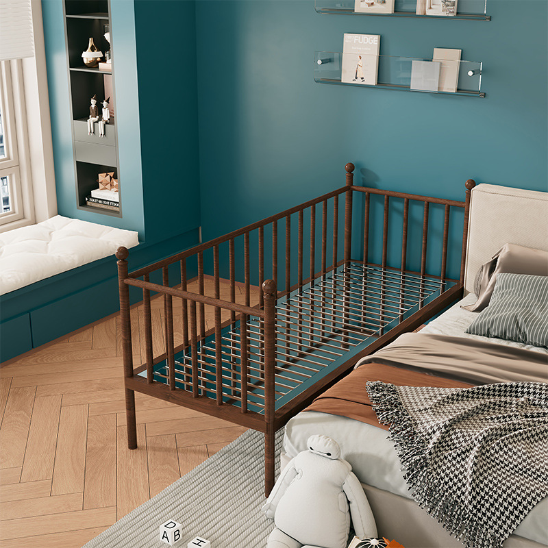201 Stainless Steel Children's Shared Bed Walnut Color-Straight Guardrail