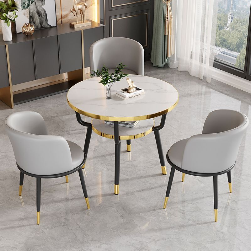 Reception Table Balcony Small Tea Table Casual Small Round Table Casual Household Double-layer Small Coffee Table Negotiation Table and Chair Combination