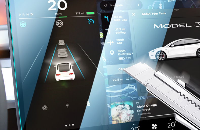 Suitable for Tesla's New Version of Model Y/3 Screen Tempered Film, New Version of High-Definition Navigation Protection Interior Accessories