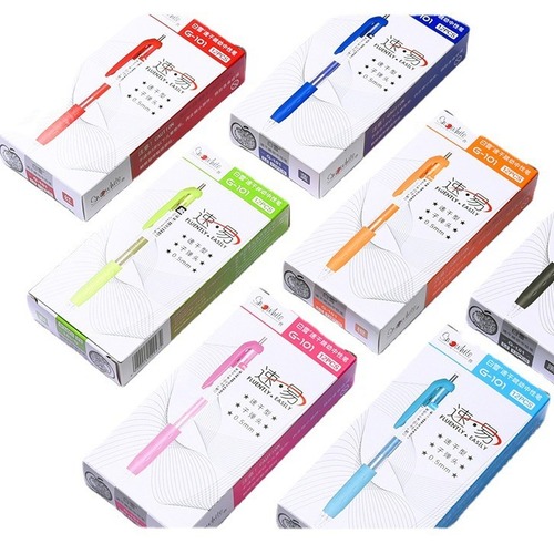 Snow White Medium Nib Gel Pen G101 Colorful Quick-Dry Carbon Pen with Bullet Tip, Transparent Plastic Barrel, Signature Pen