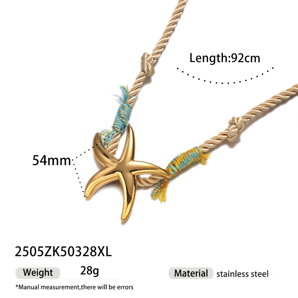 Tena collar colgante de acero inoxidable europeo y americano simple y de alta calidad concha de acero de titanio cuerda gruesa cadena de cintura tejida joyería de doble uso