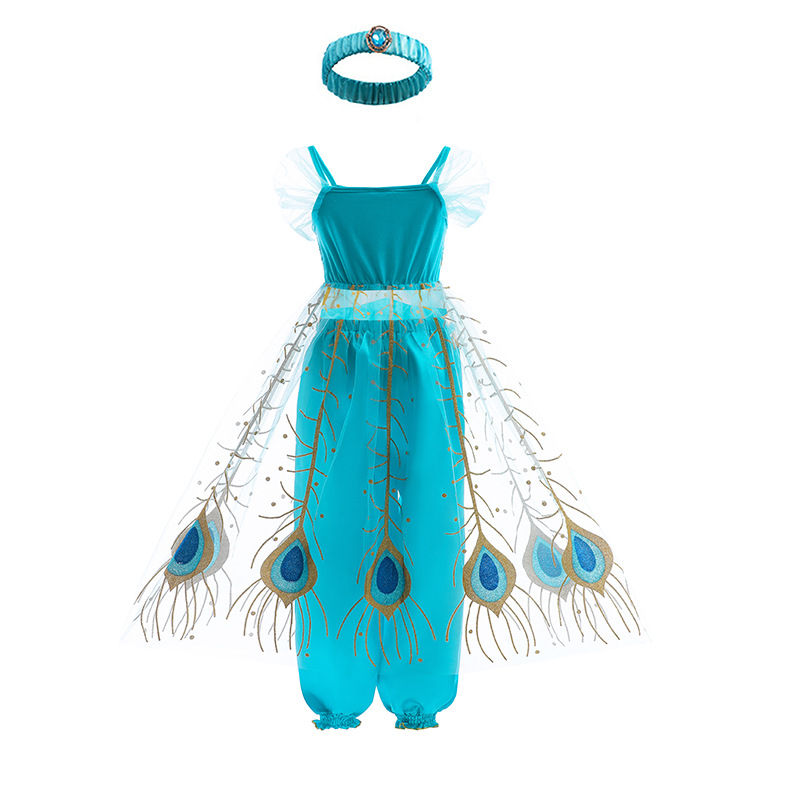 20,22 millones Festival Santo vestido de princesa jazmín vestido nuevo para niños europeos y americanos ropa para niños falda para niña