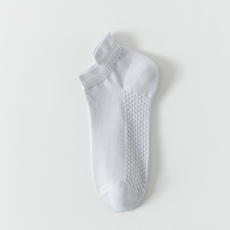 Calcetines de algodón de color sólido, calcetines de barco de malla de verano, calcetines de algodón de paquete independiente, calcetines cortos