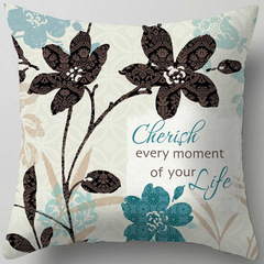 午休靠枕頭抱枕套ins風歐美植物沙發客廳辦公臥室腰枕套一件代發