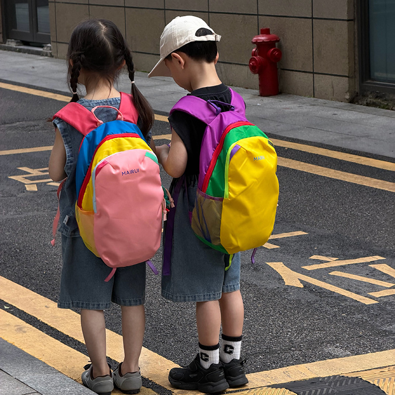 Mochila de dopamina de color contraste para niños y niñas, mochila escolar de gran capacidad, nuevo paquete de montaña infantil transfronterizo