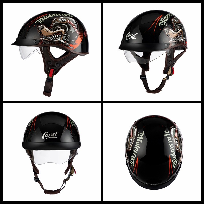 Electric Motorcycle Helmet Retro Half Helmet 3C Certified Fashionable Stylish Summer Sun Protection Cycling Scoop Helmet Factory Direct Sale