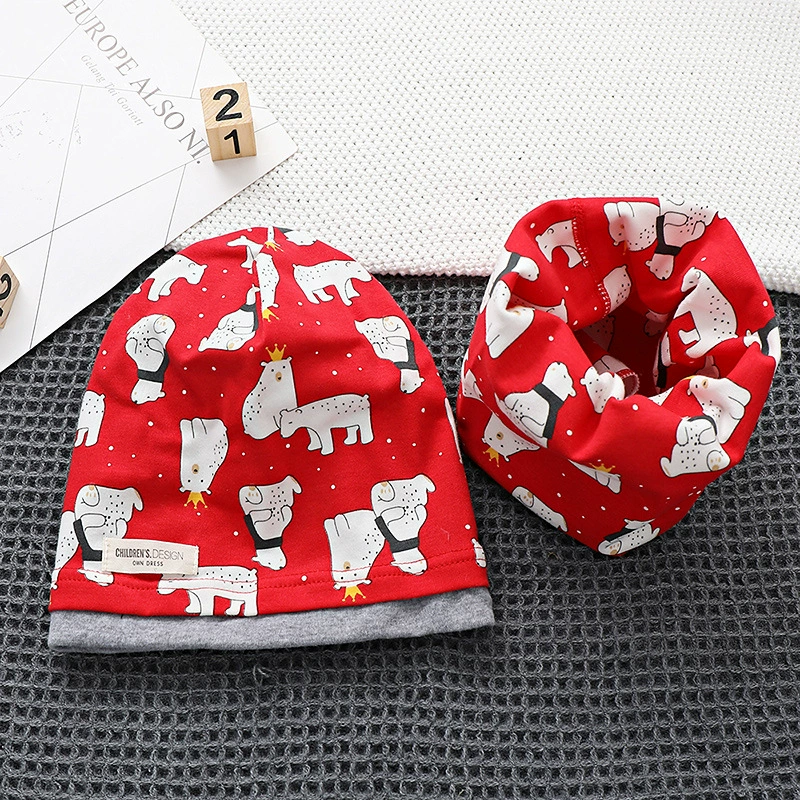 Demi-season kids' cotton set with scarf in Korean style, 2-8y, 48-54cm, multi-color options