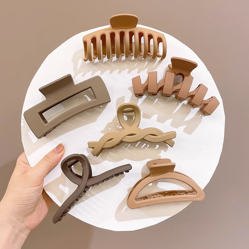 Horquilla marrón de verano de las mujeres estilo francés de alto sentido de Cabeza trasera clip de tiburón grande clip updo clip de pelo tocado