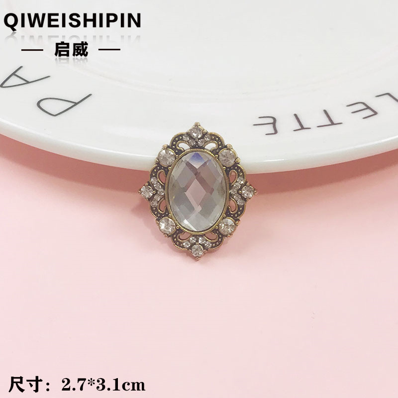 启威长方形花盘珍珠钻五角diy材料 水钻扣鞋包包花配饰  合金配件|undefined