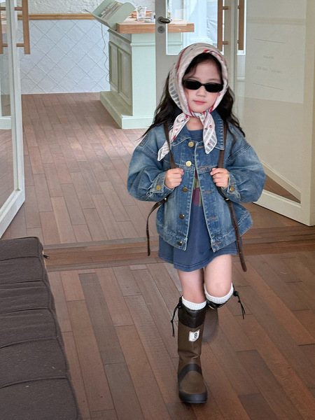 Children's retro denim autumn jacket for leisure