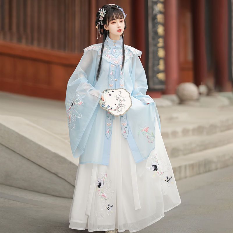[Cloud Crane] Hanfu Women's 2024 New Fairy Style Elegant Ming System Set with Cloud Shoulder and Spring and Summer Hanfu 4-piece Set